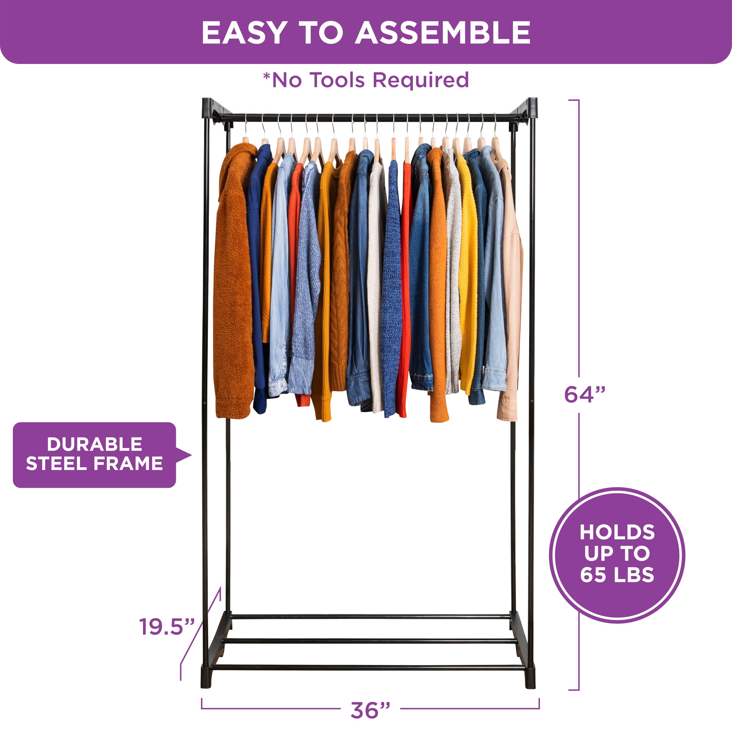 Premium HOLDN’ STORAGE Portable Wardrobe Closet with Metal Hanging Rod & Beige Cover - 65 Lb. Weight Capacity - Easy No-Tool Assembly (Brown) - Perfect for Travel, Camping, Dorm Rooms & Temporary Storage