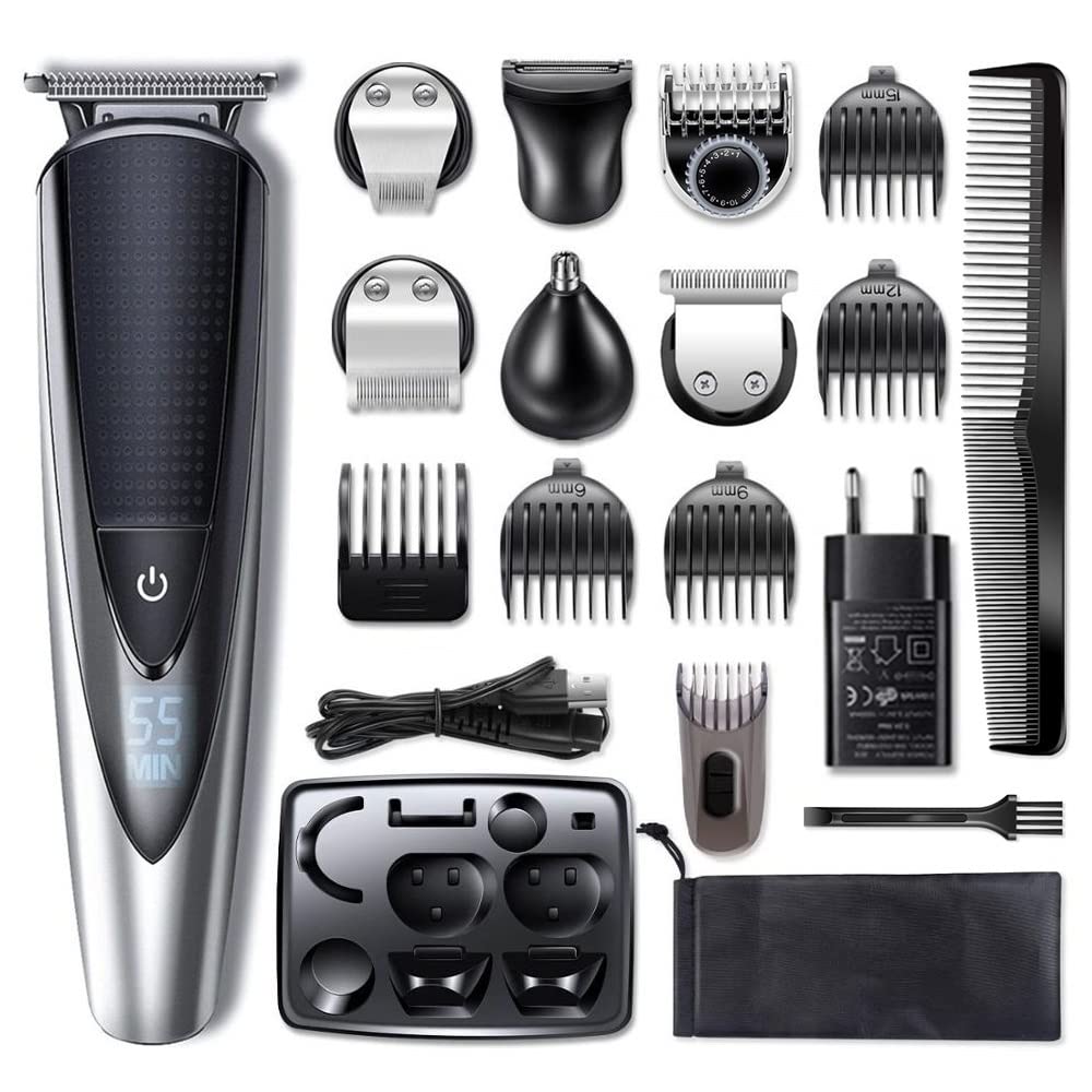 Professional Barber Scissors & Hair Clippers for Men - Rechargeable All-in-One Hair Beard Trimmer, Electric Shaver & Body Grooming Kit | Perfect for Home Haircuts, Beard Trimming & Personal Grooming