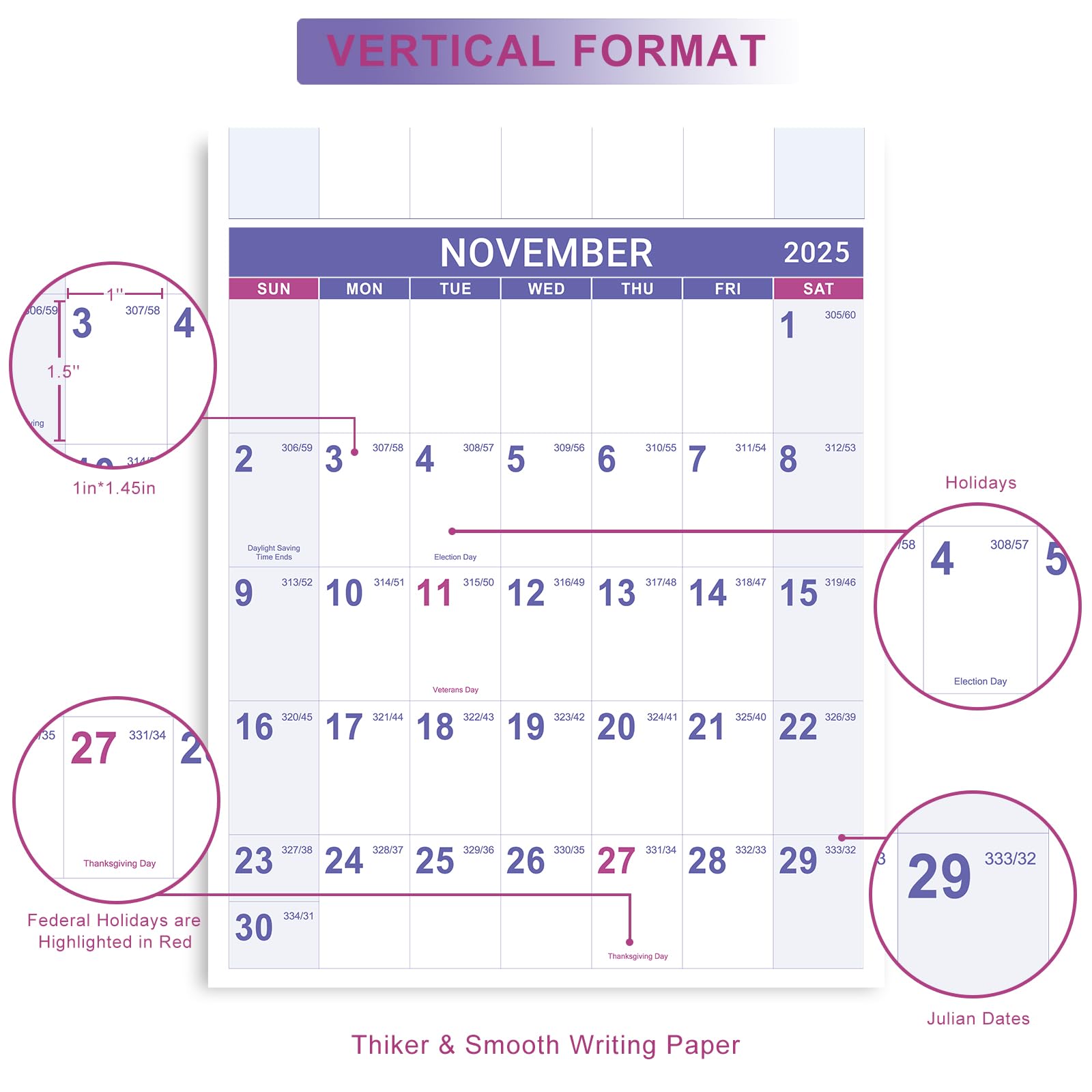 2025-2026 Large Wall Calendar with Julian Dates | July 2025 to June 2026 | 34.8