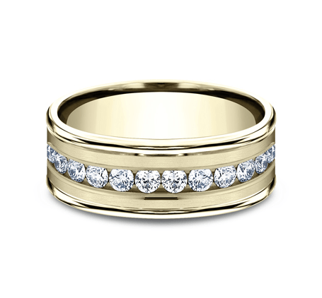 14K Yellow Gold Men's Diamond Wedding Band - 0.96 CTW Round Channel Set Ring for Anniversary, Engagement & Special Occasions