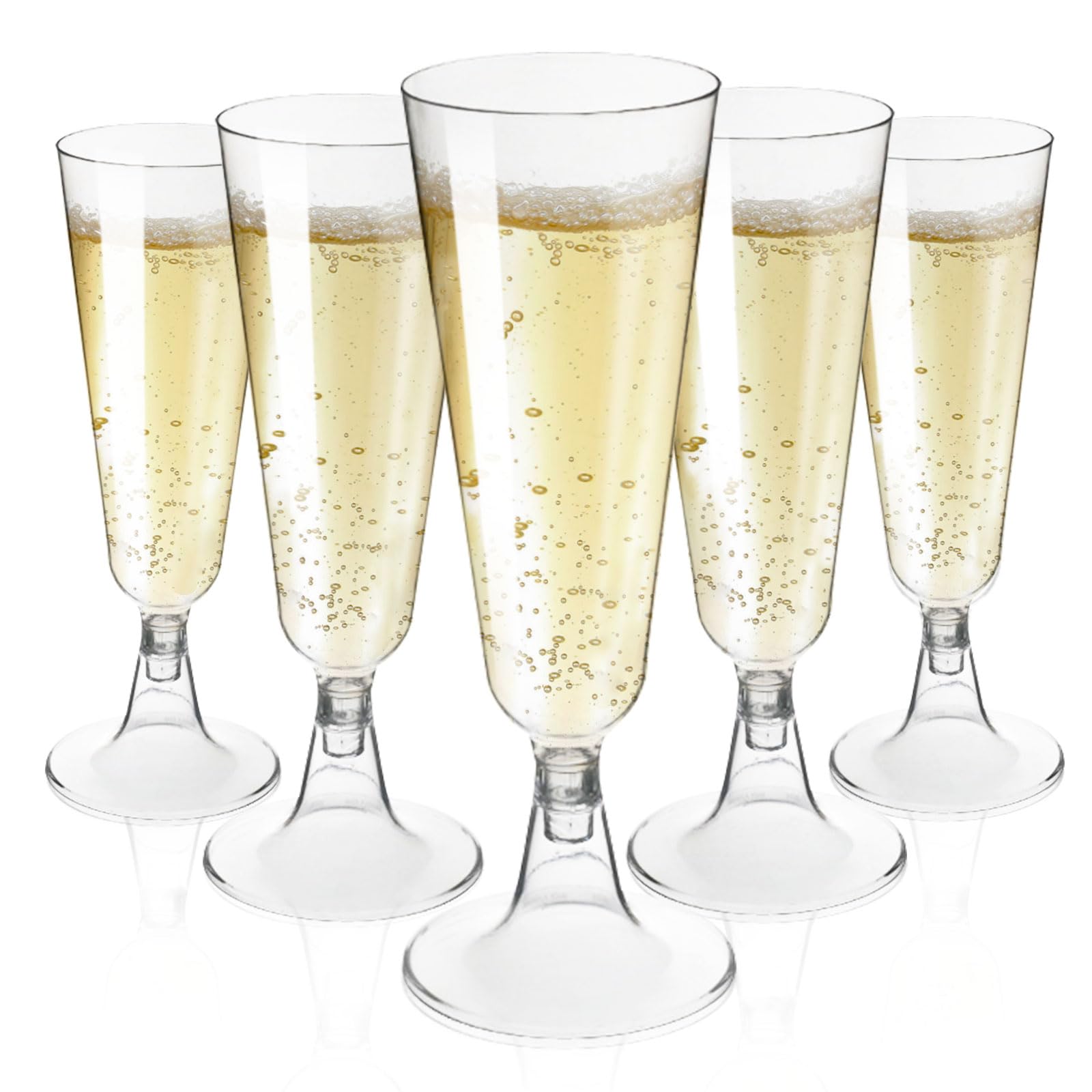 50 Pack 5oz Clear Plastic Champagne Flutes - Disposable Acrylic Mimosa & Wedding Toasting Glasses for Parties, Birthdays, Cocktails (Bulk Pack) - Perfect for Celebrations, Receptions & Special Events