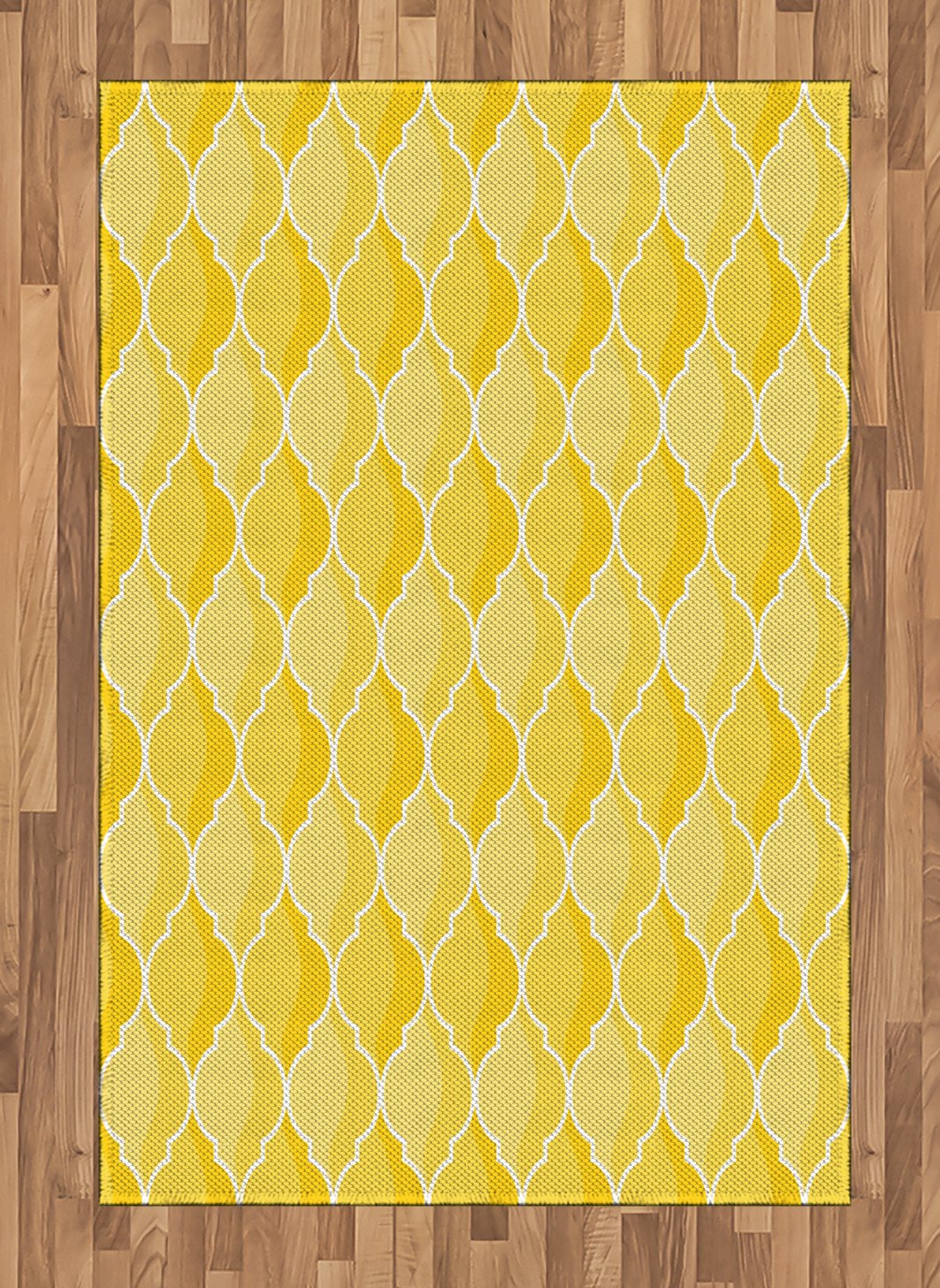 Ambesonne Yellow Moroccan Trellis Vintage Area Rug | 4' x 5' 7