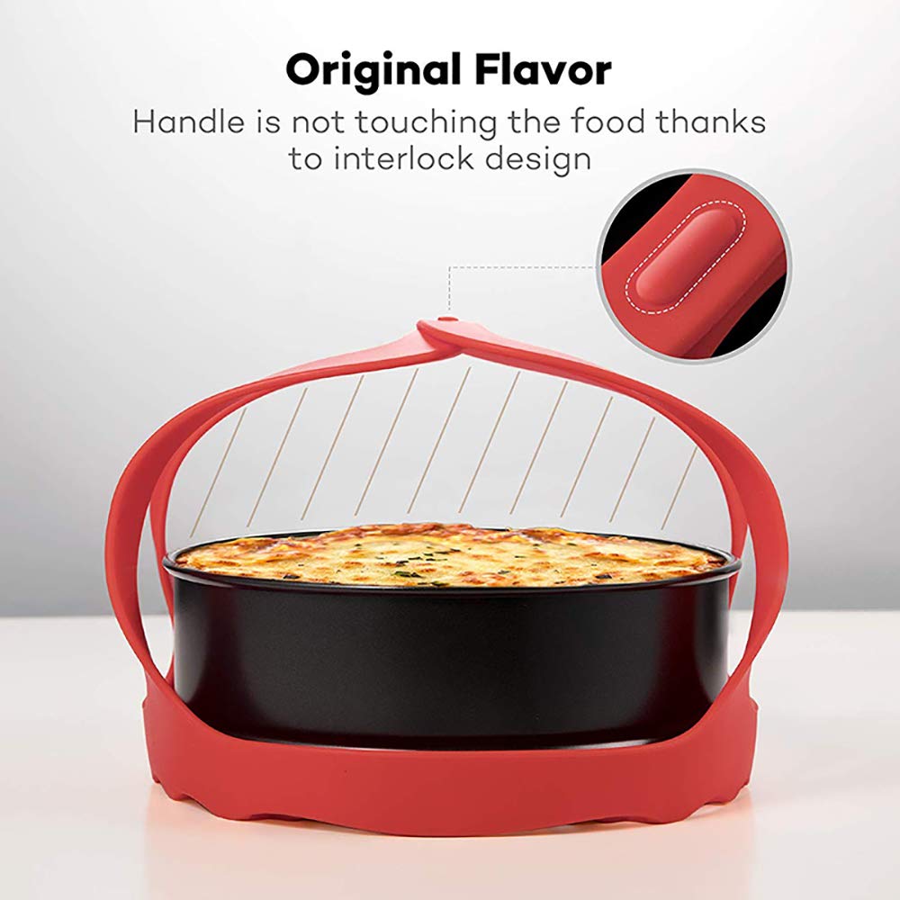 **Silicone Pressure Cooker Sling for 6 Qt & 8 Qt Instant Pot, Ninja Foodi - Anti-Scalding Bakeware Lifter & Steamer Rack - BPA-Free Egg Steamer (Red) - Perfect for Cooking, Baking & Steaming**