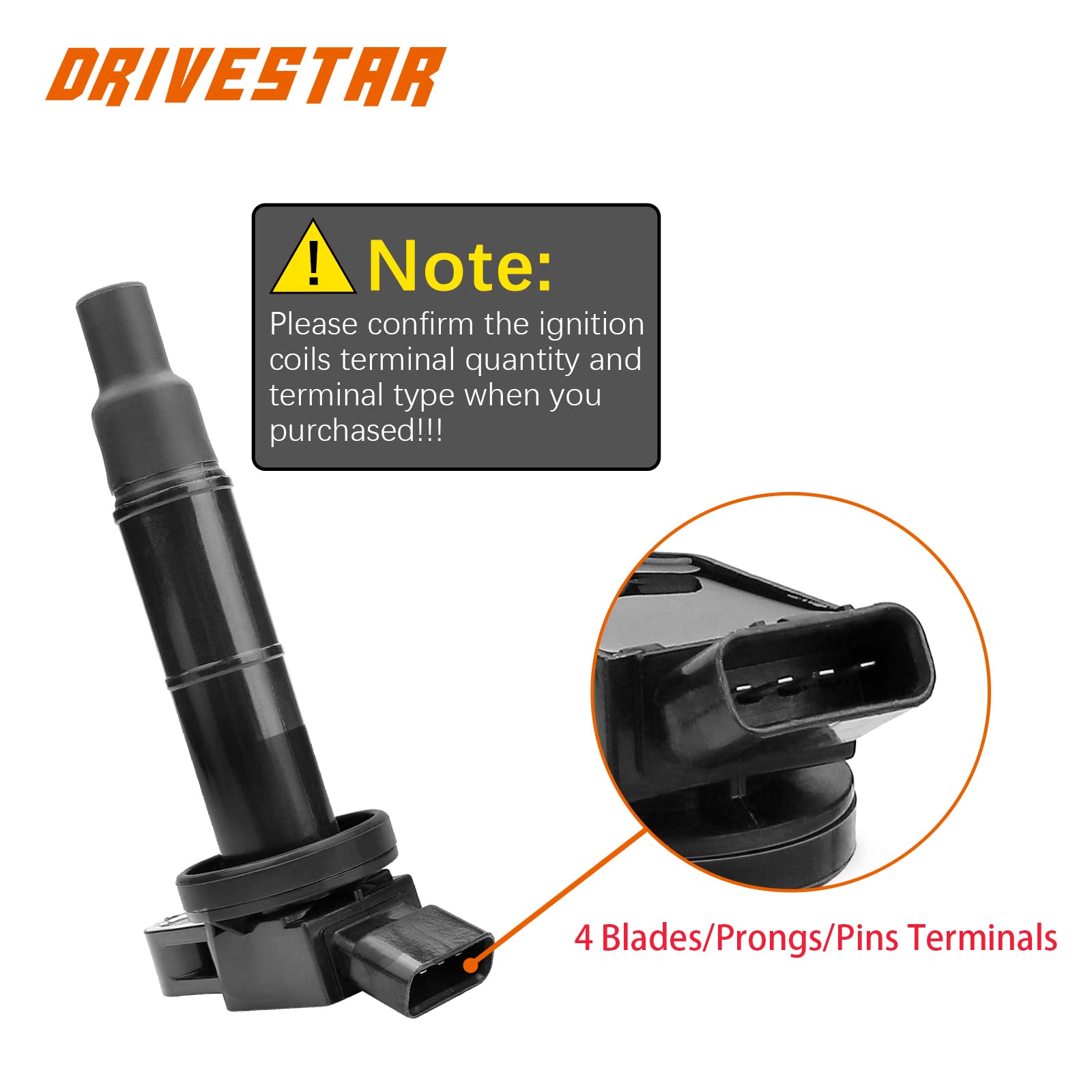 DRIVESTAR 4PCS UF333 C1330 Ignition Coil Pack Compatible with 2001-2007 Toyota Highlander, 2002-2010 Camry, 2008-2010 Corolla, 2005-2010 Scion tC 2.4L - Perfect for Engine Performance & Smooth Driving