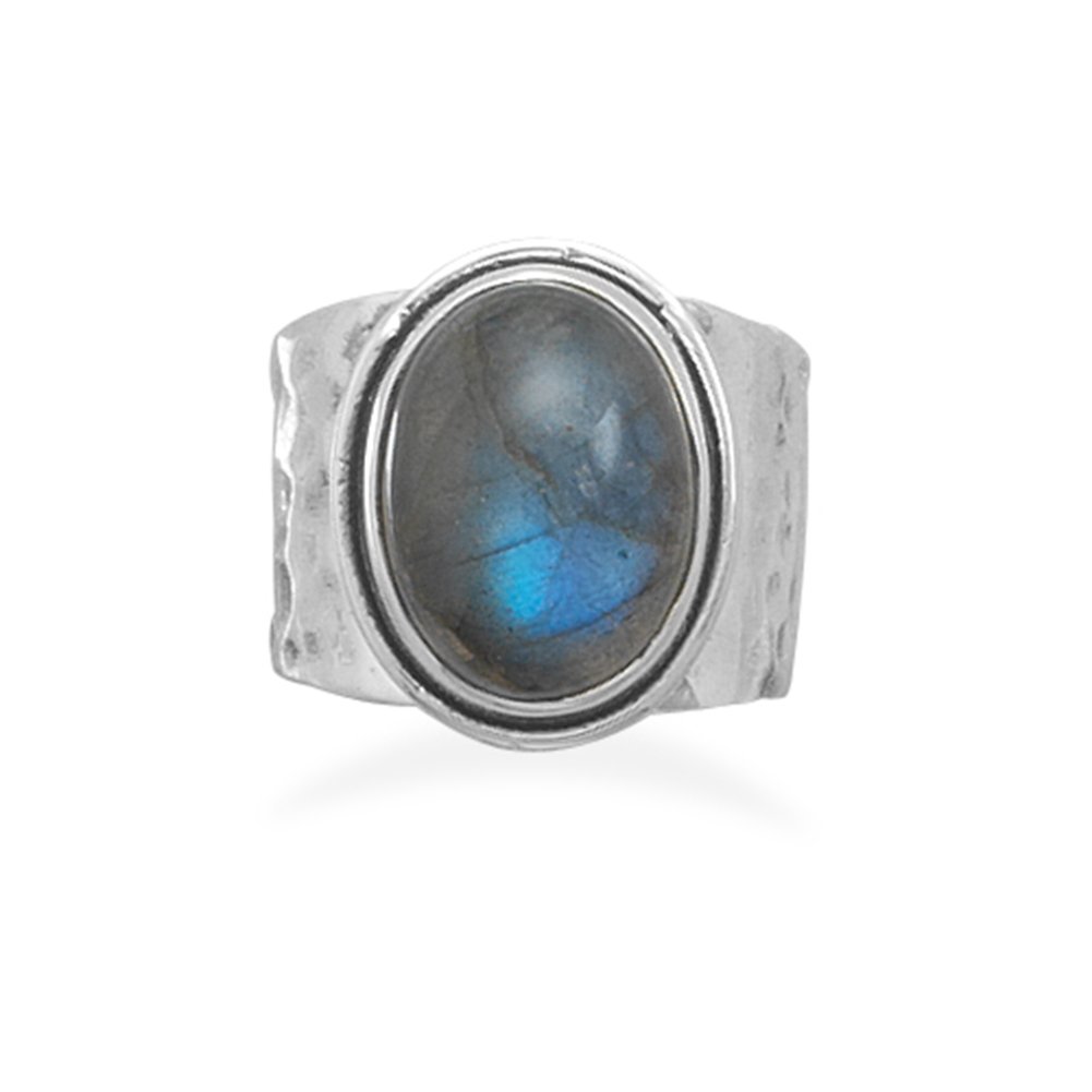 Labradorite Ring with Hammered Sterling Silver Band - Size 6 for Women | Unique Crystal Jewelry for Everyday Wear, Gift Giving & Spiritual Healing