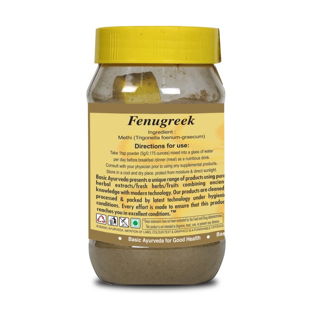 Organic Fenugreek Seeds Powder 7.05 Oz (200g) - Non-GMO, Gluten-Free Methi Powder for Hair Growth & Skin Care | Indian Origin Ayurvedic Superfood | Perfect for Smoothies, Face Masks & Hair Treatments