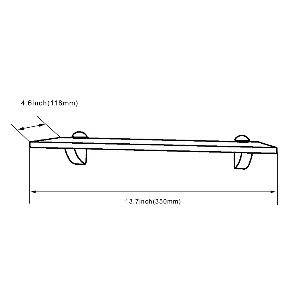 XVL 14-Inch Brushed Nickel Bathroom Glass Shelf - GS3004A-G - Perfect for Shower, Vanity & Bathroom Organization