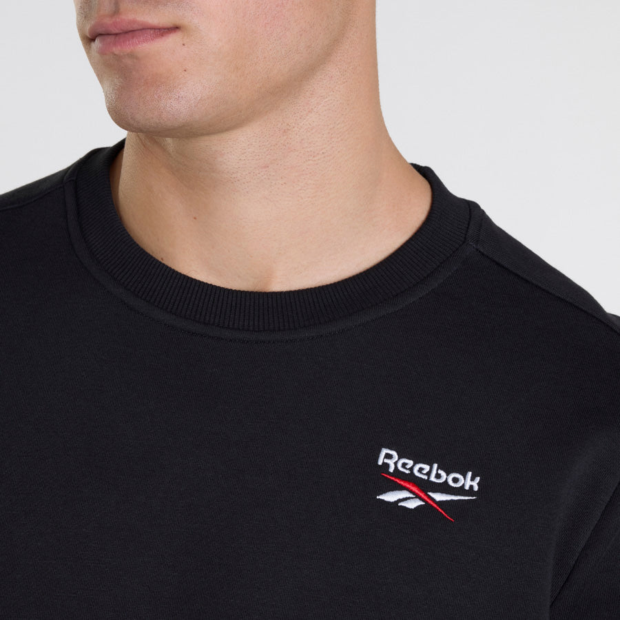 Ri Small Logo Fleece Crewneck Sweatshirt - Black, White, Vector Red | Cozy Casual Wear for Men & Women | Perfect for Lounge, Gym & Outdoor Activities