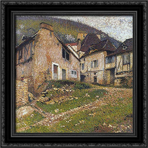 Henri Martin 20x20 Black Ornate Wood Framed Canvas Art - Houses in the Village Painting - Perfect for Living Room, Bedroom & Office Wall Decor