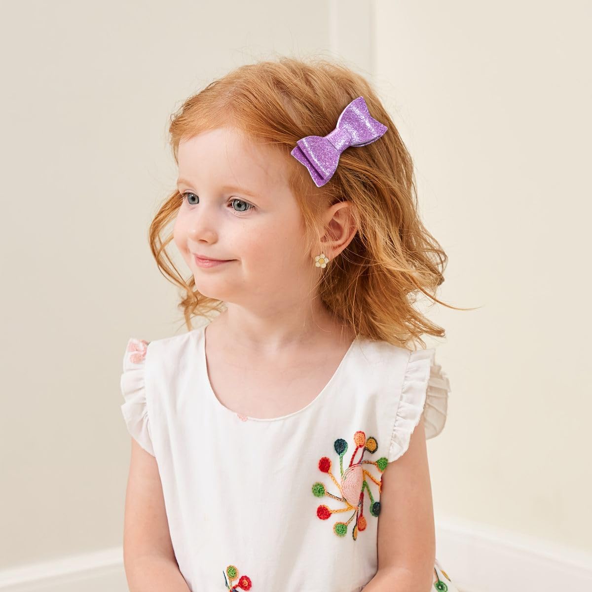 20pcs 2.75 Inch No-Slip Sequins Glitter Hair Bows for Toddler Girls - Soft Linen Hair Clips & Barrettes for Baby Kids Children - Perfect for Parties, School, and Daily Hair Accessories