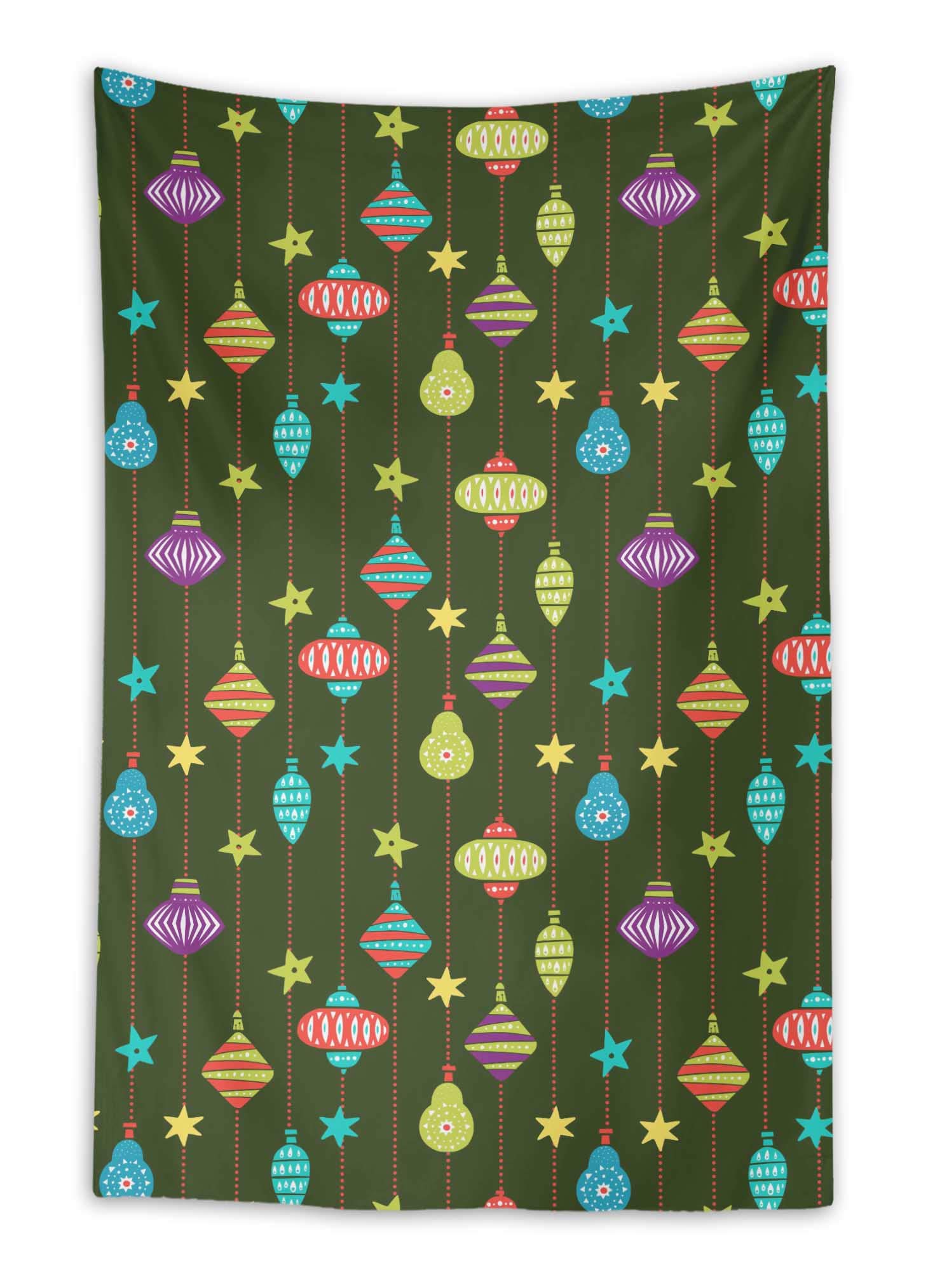 Green Star & Ornaments Christmas Tapestry Wall Hanging - 58x80 Inch Holiday Decor for Dorm, Living Room, Bedroom - Perfect for Festive Home Decor & Seasonal Party Backdrop