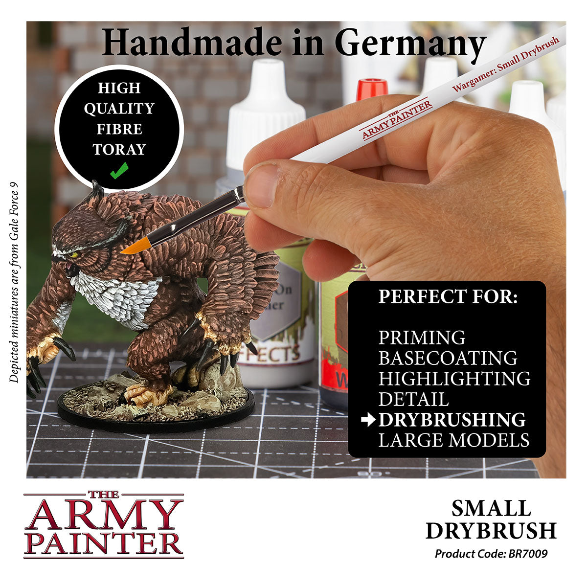 Wargamer Brush - Small Drybrush for Miniature Painting - Perfect for Warhammer, D&D, and Tabletop Gaming Models