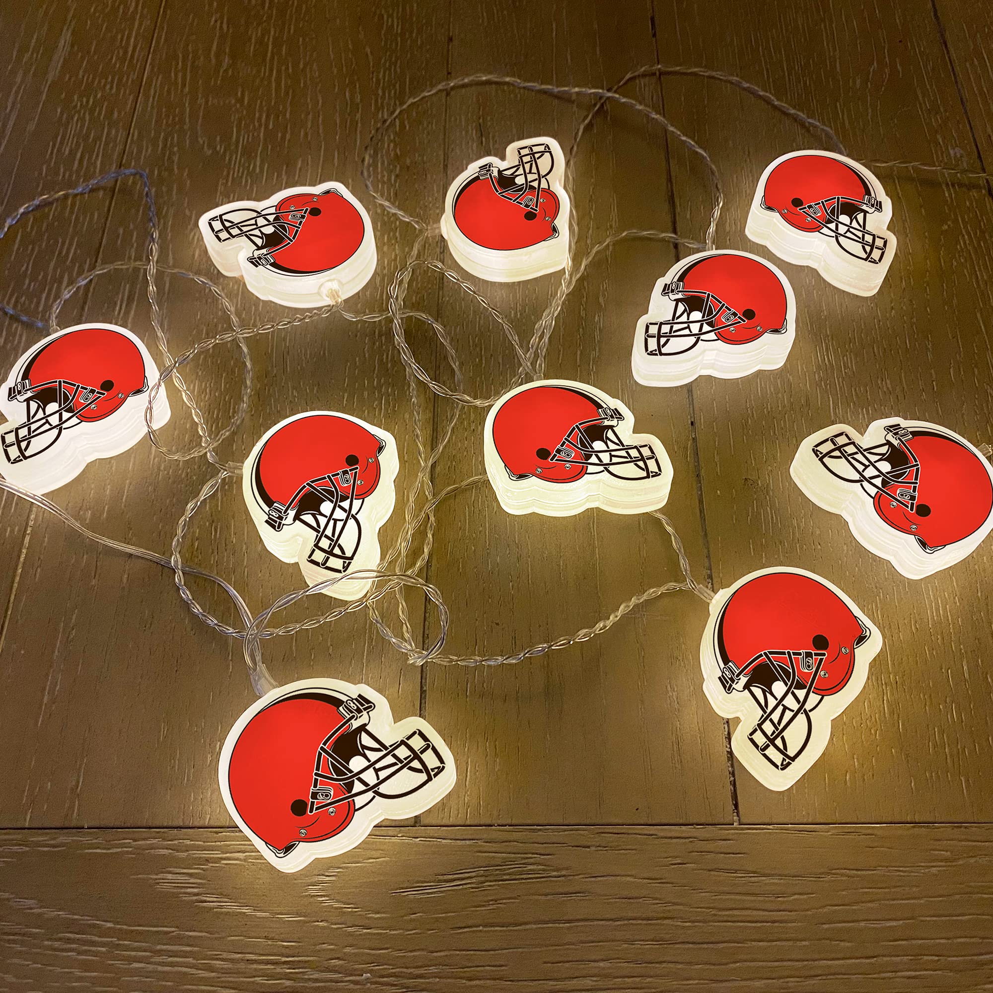 NFL LED Helmet String Lights with Adapter Plug - Battery Operated Football Fairy Lights for Indoor Home Decor | Perfect for Game Day Parties, Bedroom Lighting, and Sports-Themed Room Decor