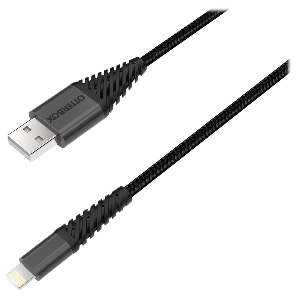 OTTERBOX Lightning to USB Cable 3m (9.8ft) - Fast Charging & Sync Compatible with iPhone 14/13/12/11/X/8 - Durable Nylon Braided Black Cable for Home, Office & Travel