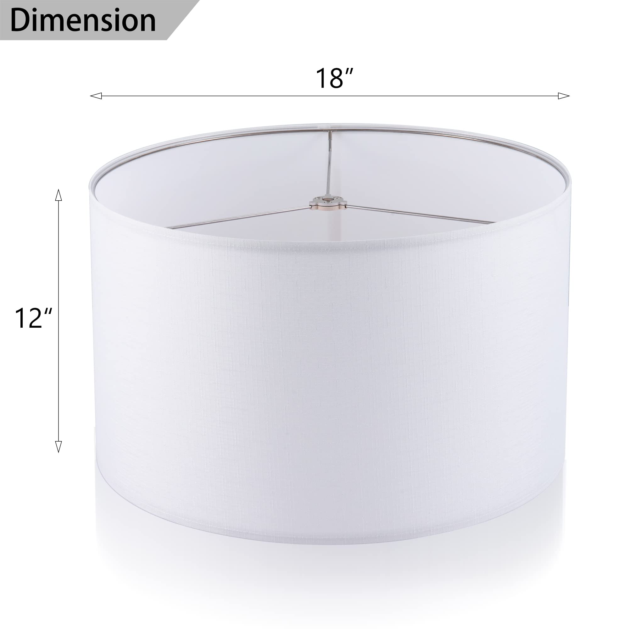 Wellmet 18x18x12 Inch DIY Fabric Drum Lampshade - Classic Modern White Lamp Shade with Spider Fitter for Table Lamp, Bedside Lamp & Floor Lamp - Perfect for Living Room, Bedroom and Office Lighting Decor