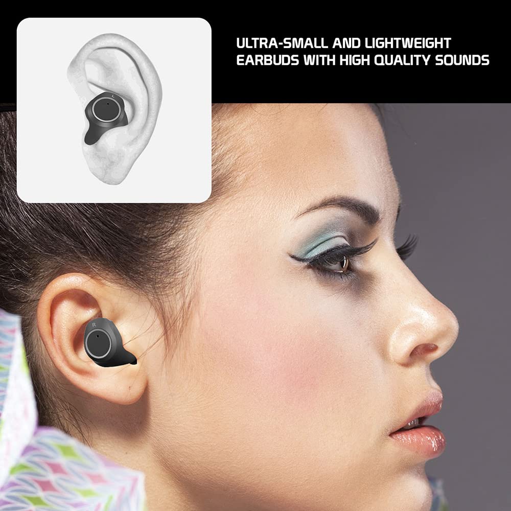 Wireless Bluetooth 5.2 Earbuds with Charging Case - Noise Cancelling in-Ear Headphones Compatible with Samsung Galaxy Z Fold2 5G & iPhone (Black) | Perfect for Gym, Running, Workouts & Commuting