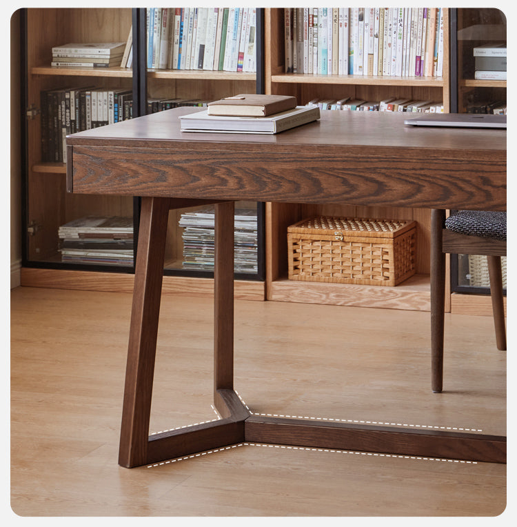 Premium Black Walnut & Oak Solid Wood Italian Modern Office Desk - Executive Home Office Furniture for Professionals & Remote Work