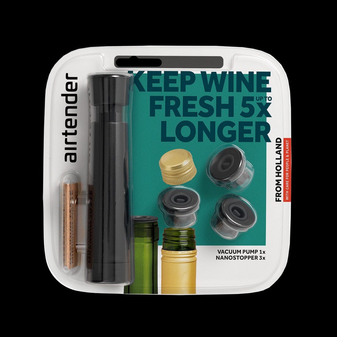 Airtender Wine Vacuum Preserver & Sealer - Keep Wine Fresh for Weeks | Perfect for Home Bars, Parties & Wine Storage