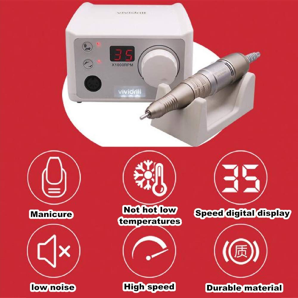 65W 35,000 RPM Professional Electric Nail Drill Machine - Manicure & Pedicure Tool for Shaping, Buffing, Removing Acrylic & Gel Nails - Perfect for Home Salon & DIY Nail Care