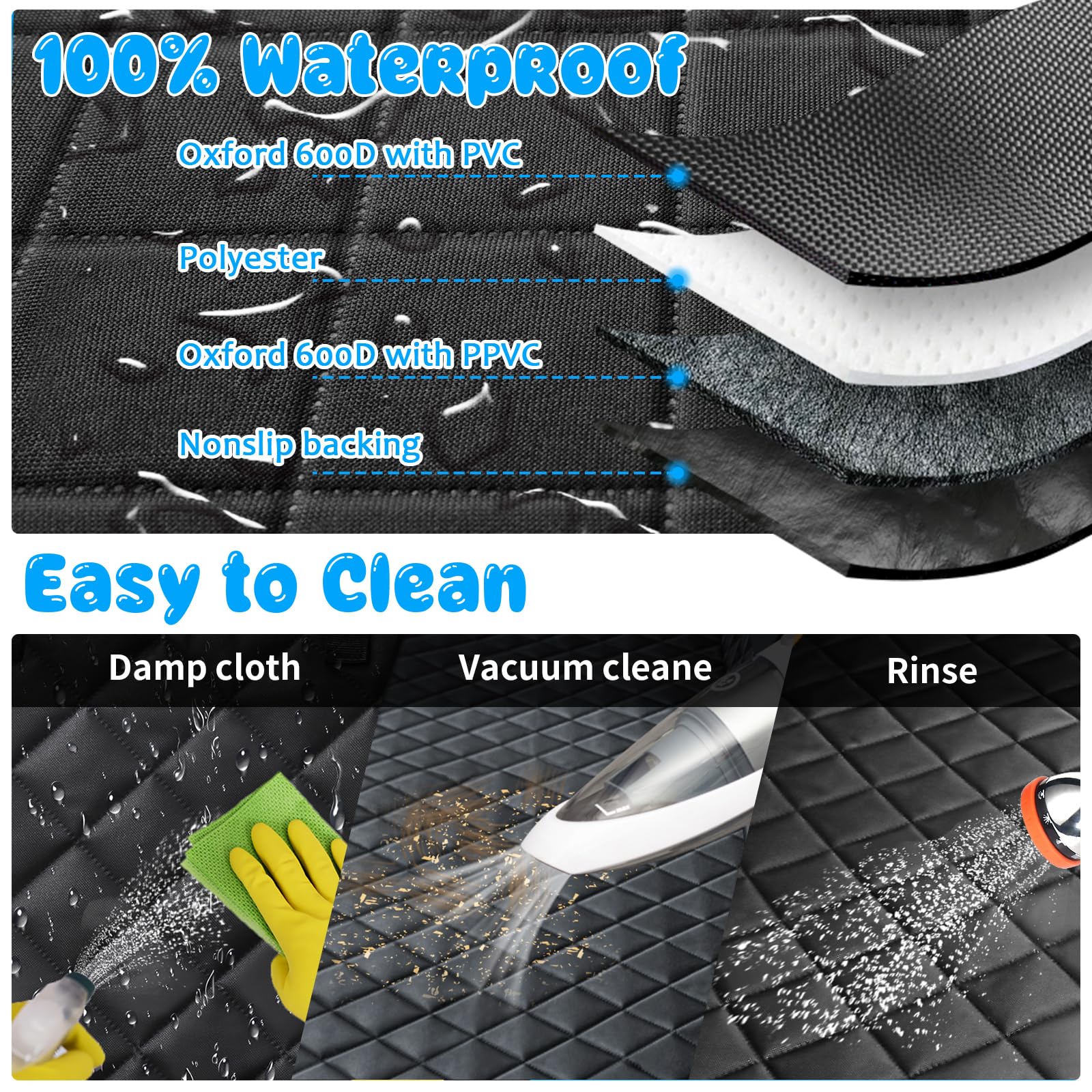 URPOWER 6-in-1 Waterproof Dog Car Seat Cover for Back Seat - 40/60 Split Pet Hammock with Mesh Window & Side Flaps - Universal Fit for Cars, SUVs & Trucks - Perfect for Road Trips, Daily Commutes & Pet Travel Protection