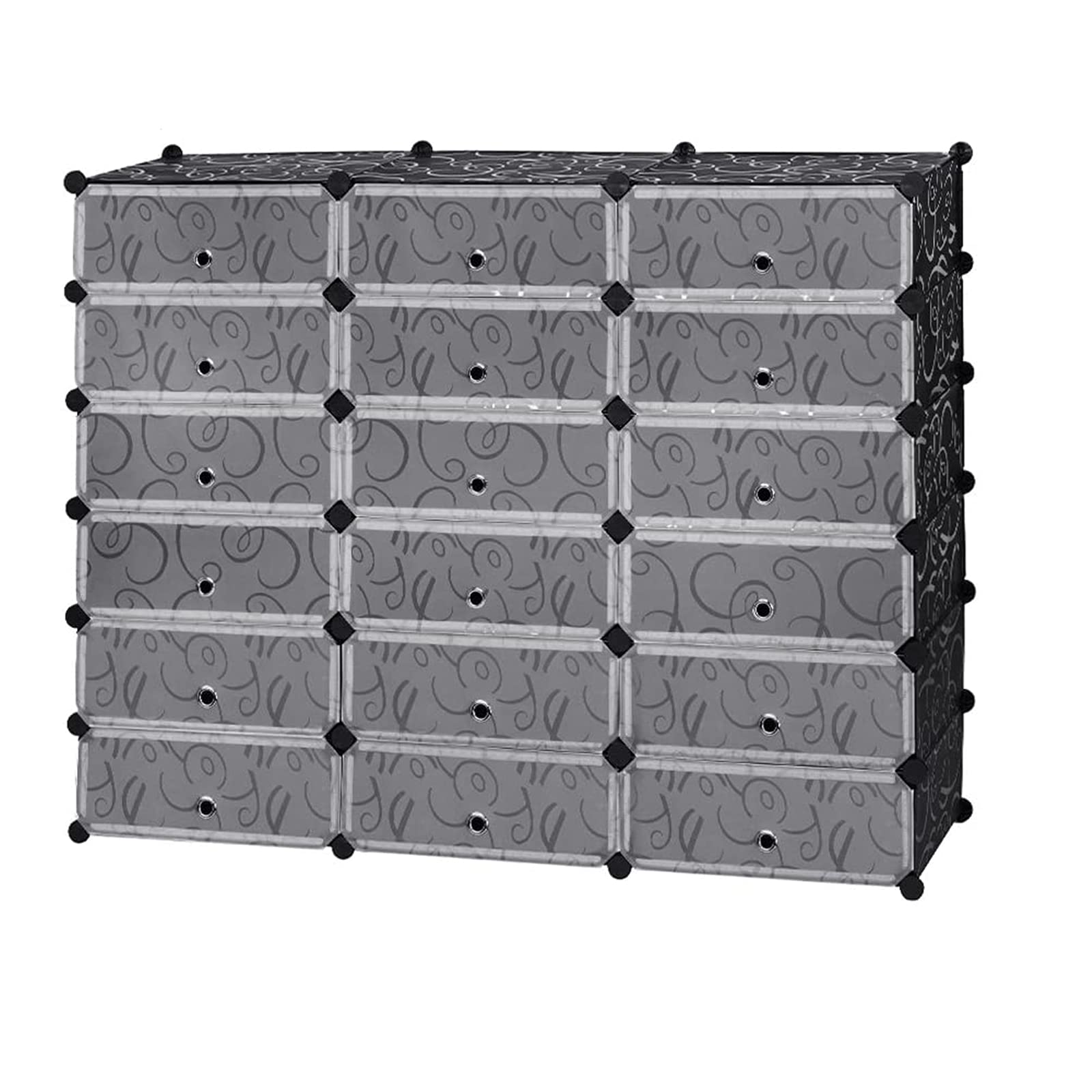 WiCCI 18-Cube Shoe Rack | DIY Plastic Storage Organizer | Modular Closet Cabinet with Doors for Bedroom, Entryway & Living Room | Perfect for Organizing Shoes, Toys & Home Decor