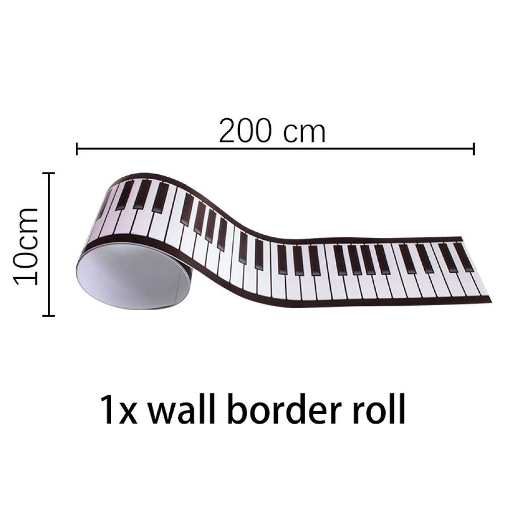 Peel and Stick Wallpaper Border - Removable Self-Adhesive PVC Trim for Bedroom, Kids Room, Living Room, Bathroom & Kitchen - Waterproof 10x200cm Straight Rolled Design - Perfect for Piano Keyboard Walls, Accent Walls & Home Decor