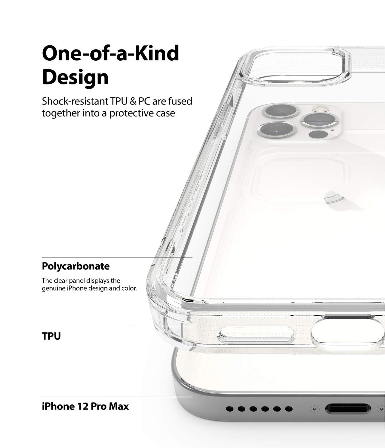 Ringke Fusion iPhone 12 Pro Max Case - Clear Shockproof Transparent Bumper Cover with Lanyard Holes & Raised Bezel | Perfect for Outdoor Activities, Work & Daily Protection