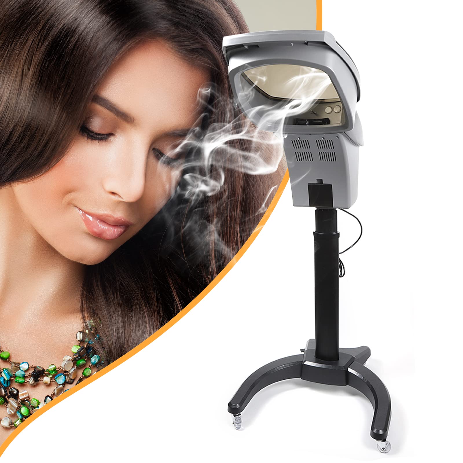Professional Salon Hair Steamer Machine with Ozone Therapy - 110V 700W Rolling Hair Care Steamer for Hair Dye, Oil Treatment & SPA - LCD Display & Timer - Perfect for Salon Styling & Home Hair Care (Black)