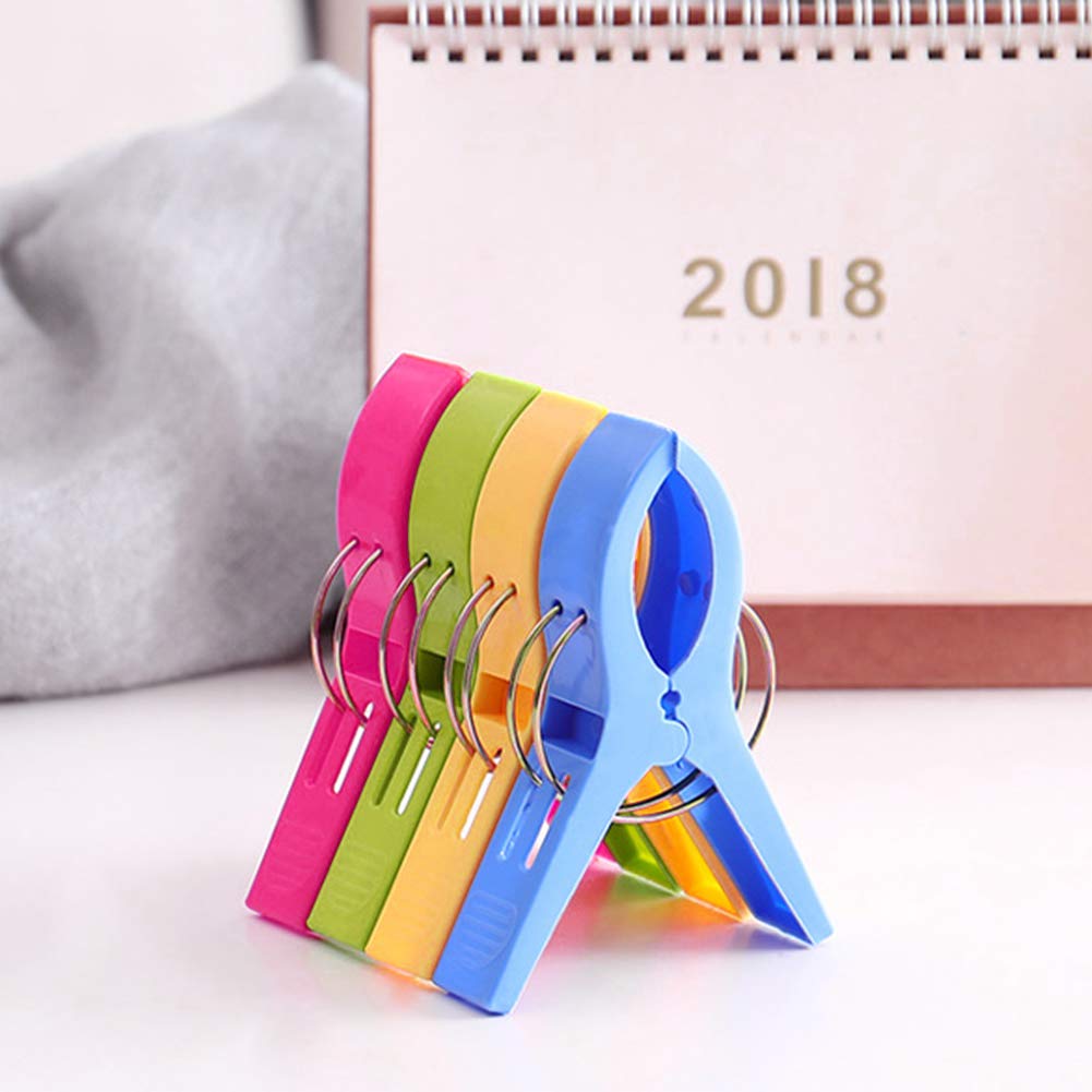 8-Pack URAQT Large Beach Towel Clips - Colorful Plastic Clips for Securing Towels on Sunbeds, Pool Chairs & Laundry Lines - Perfect for Beach, Poolside and Outdoor Use