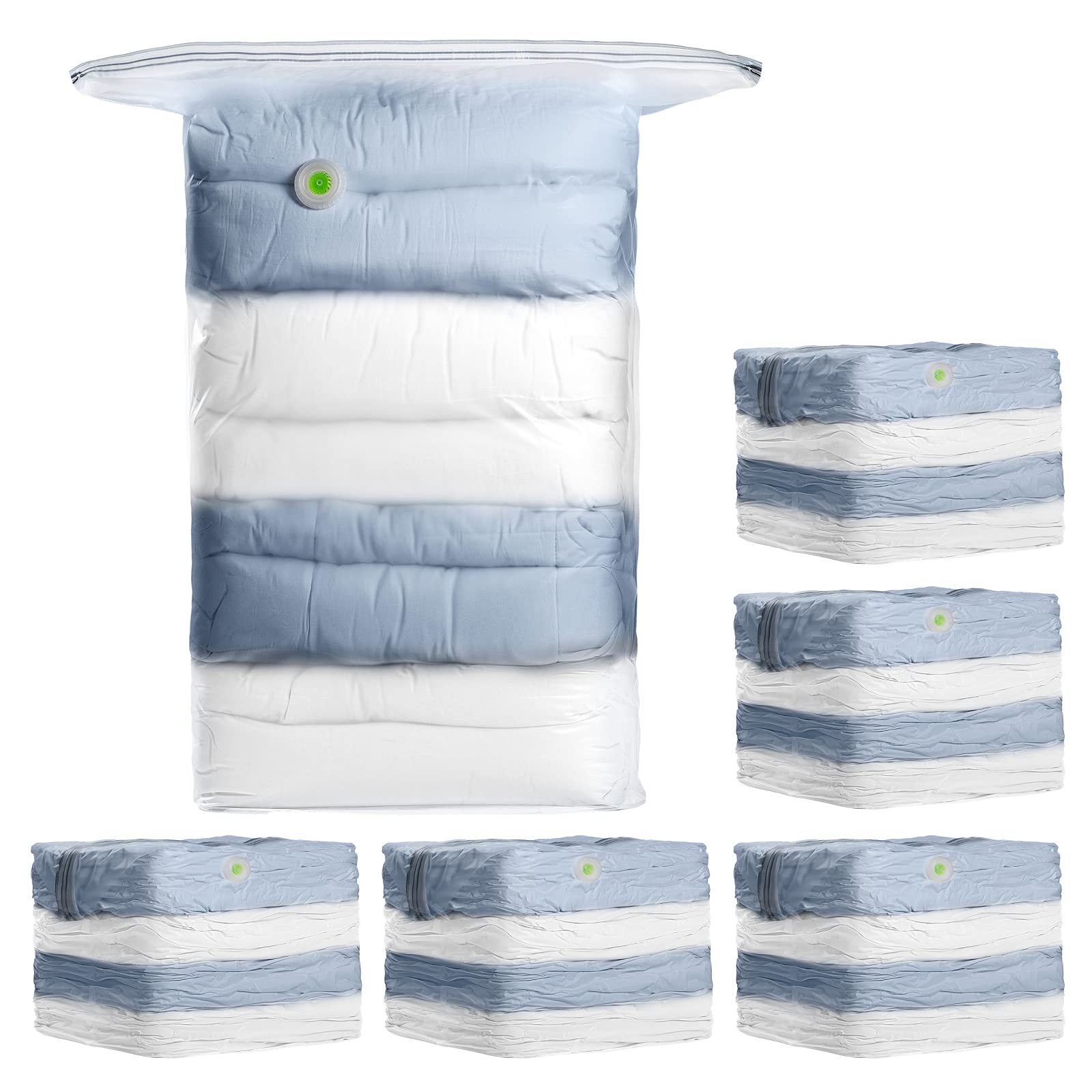 LEVERLOC 6 Pack Jumbo Vacuum Storage Bags (31x15x40 inch) - Space Saving Vacuum Sealer Bags for Blankets, Quilts, Pillows & Clothes | 80% More Storage Space | Perfect for Bedroom, Closet Organizers & Seasonal Storage