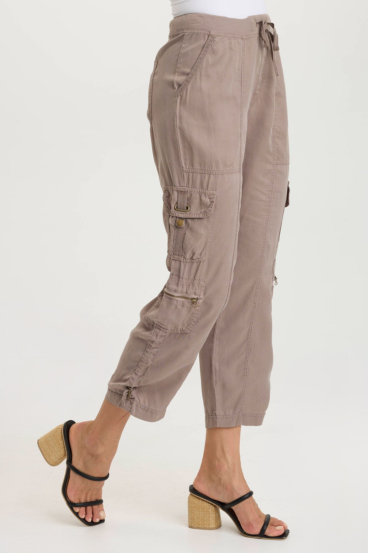Selmy Twill Corded Cargo Crop Pants for Women - High Waist Utility Hiking Pants with Pockets - Perfect for Outdoor Adventures, Travel & Casual Wear