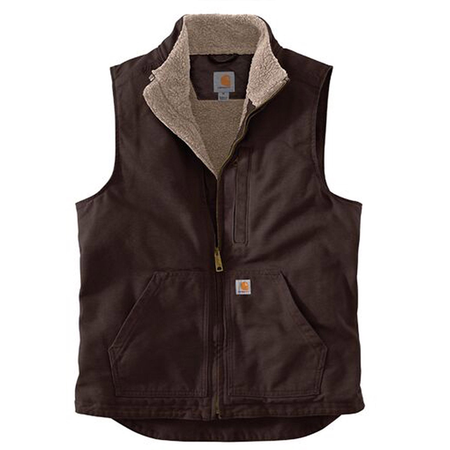 Carhartt Men's Washed Duck Mock Neck Vest - Durable Workwear for Outdoor Jobs, Hunting & Cold Weather Layering