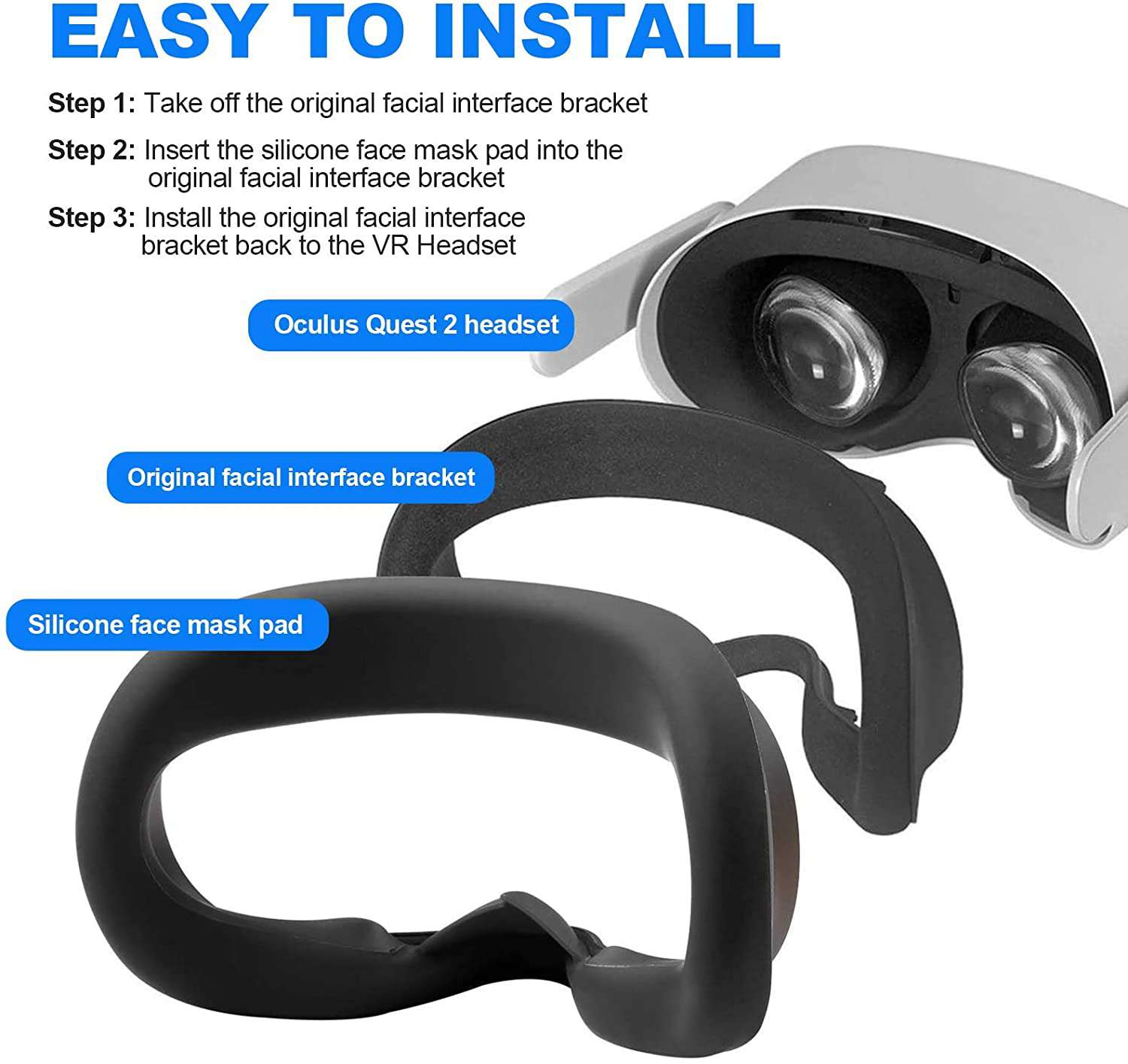NexiGo Silicone Face Cover & Lens Protector for Meta/Oculus Quest 2 VR Headset - Comfortable, Hygienic VR Accessory for Gaming, Fitness & Virtual Reality Experiences