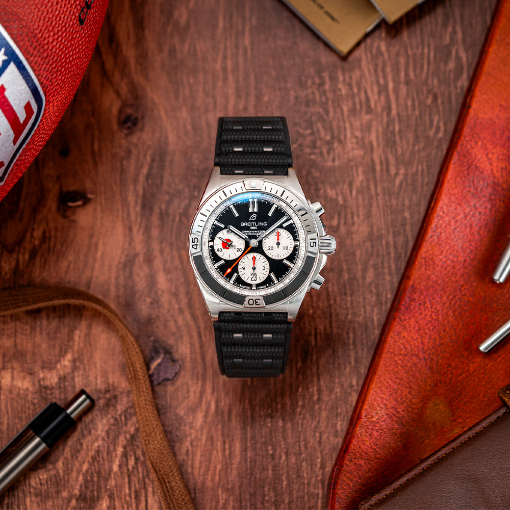Breitling Chronomat B01 NFL Cleveland Browns Limited Edition 42mm Men's Watch - Brown Dial on Rubber Strap - Perfect for Football Games & Sports Events