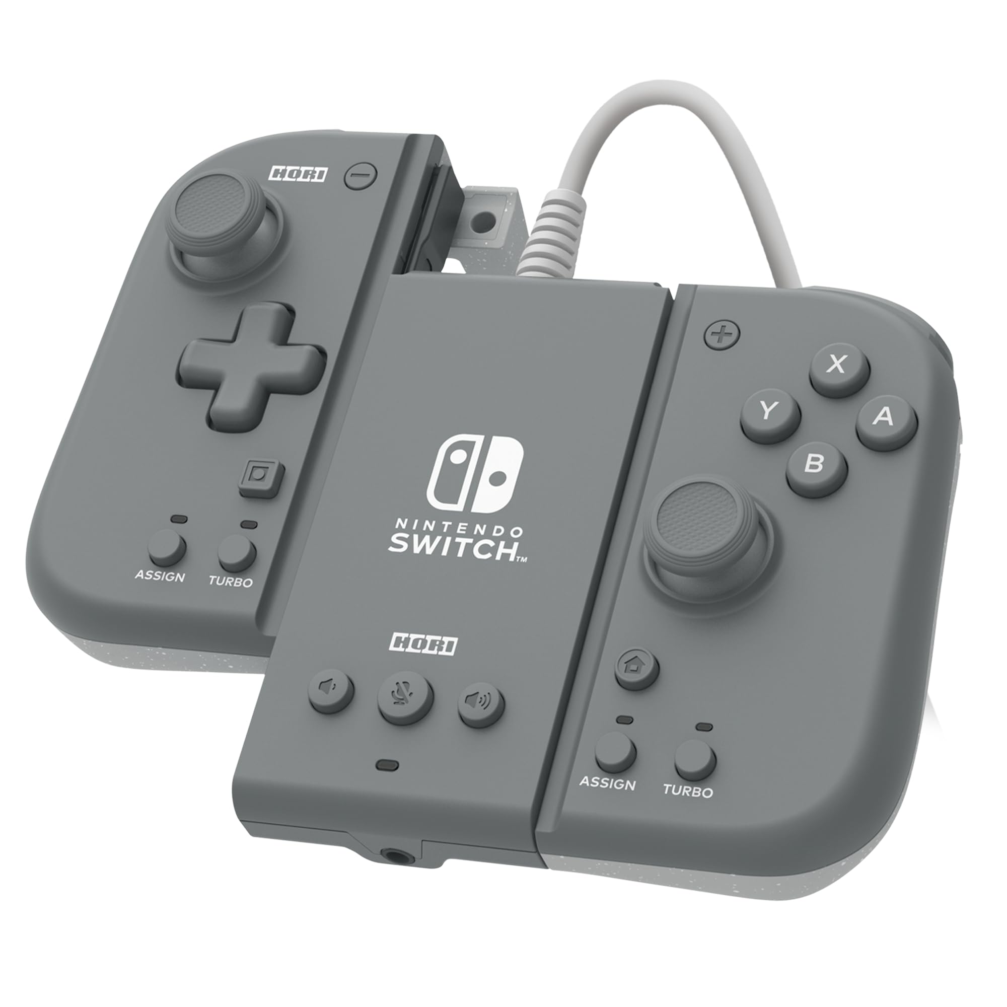 Official Nintendo Licensed HORI Controller Adapter Set with Compact Split Pad (Gray) for Nintendo Switch - Perfect for TV Mode Gaming & On-the-Go Play