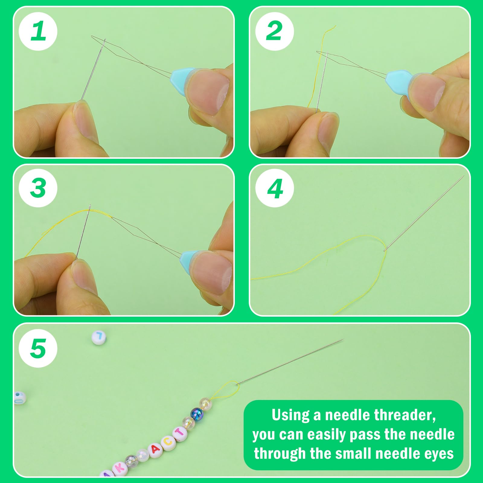 UOOU 150PCS Size 10 Beading Needles (0.45mm/0.18in) with Storage Bottle & Threaders - Fine Jewelry Making Needles for Seed Beads, DIY Crafts & Handmade Accessories - Perfect for Beading Projects, Bracelets & Necklace Making