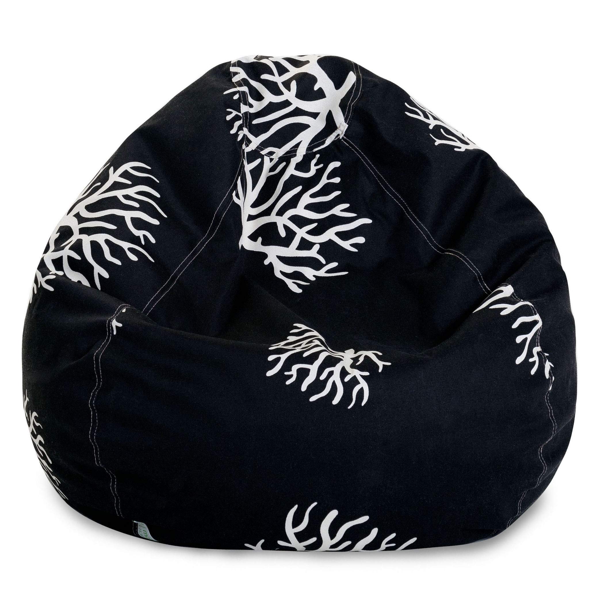 Majestic Home Goods Large Classic Coral Bean Bag Chair - Soft & Comfortable for Living Room, Bedroom, or Game Room - Black