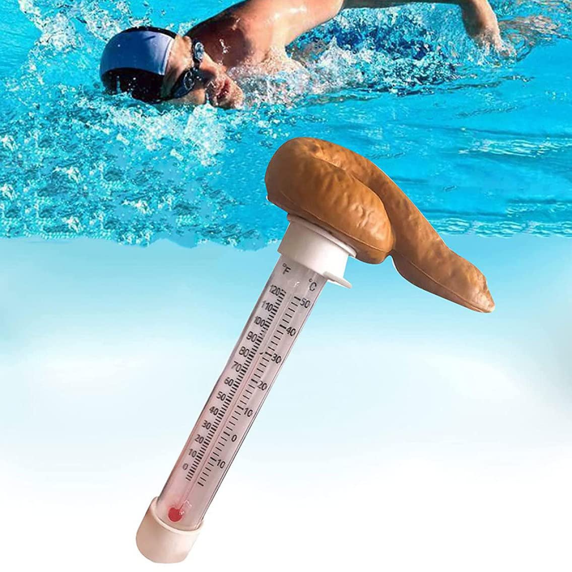 Floating Pool Thermometer for Swimming Pools, Spas & Hot Tubs - Water Temperature Gauge with Fun Prank Design - Perfect for Backyard Pools, Jacuzzis and Summer Water Activities