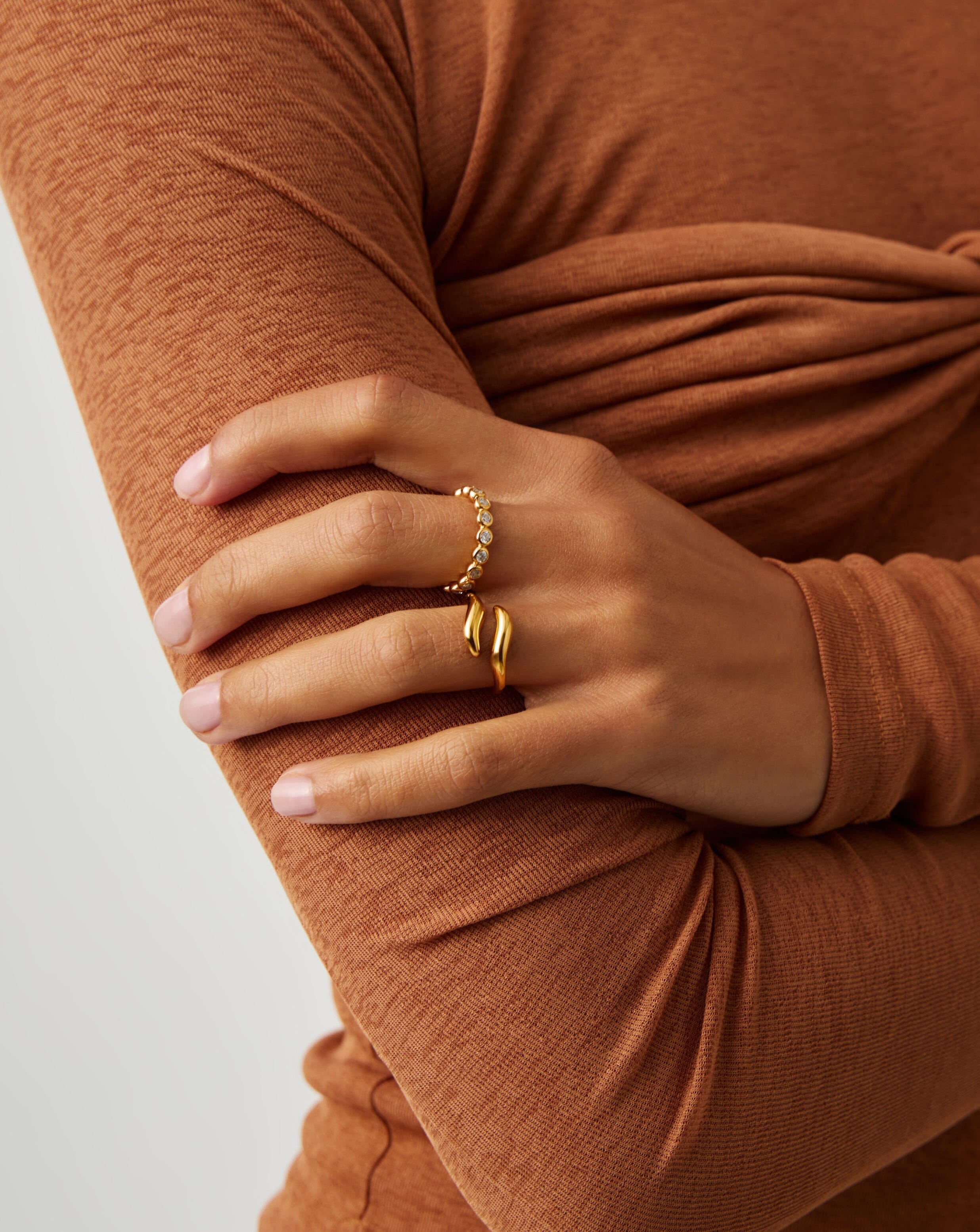 Savi Signature Open Ring - 18k Gold Vermeil Stackable Ring for Women, Minimalist Dainty Jewelry Gift for Her | Perfect for Everyday Wear, Layering & Special Occasions