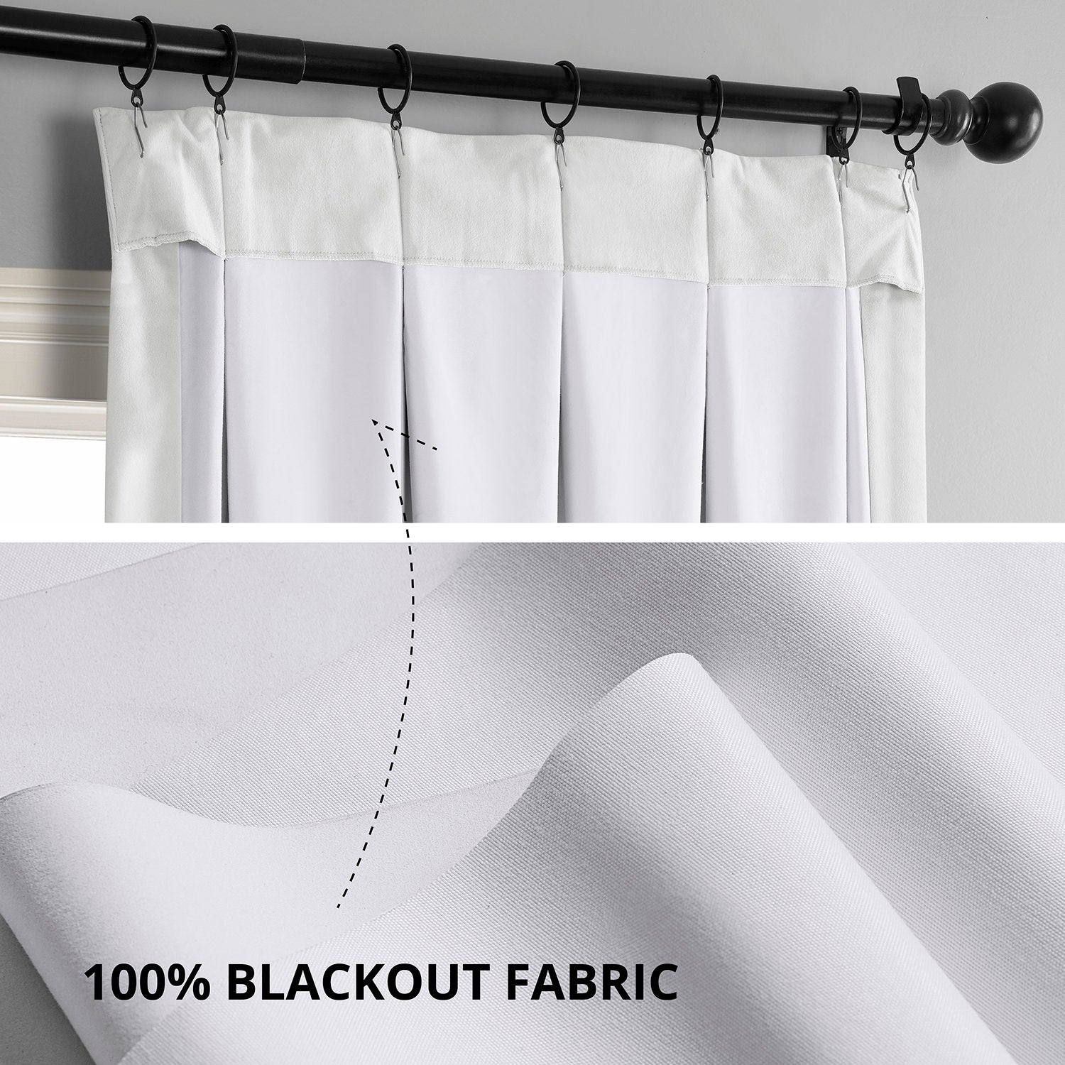 Premium White French Pleat Blackout Curtains - Thermal Insulated Velvet Drapes for Bedroom & Living Room - Noise Reducing & Light Blocking Window Treatments for Home Decor