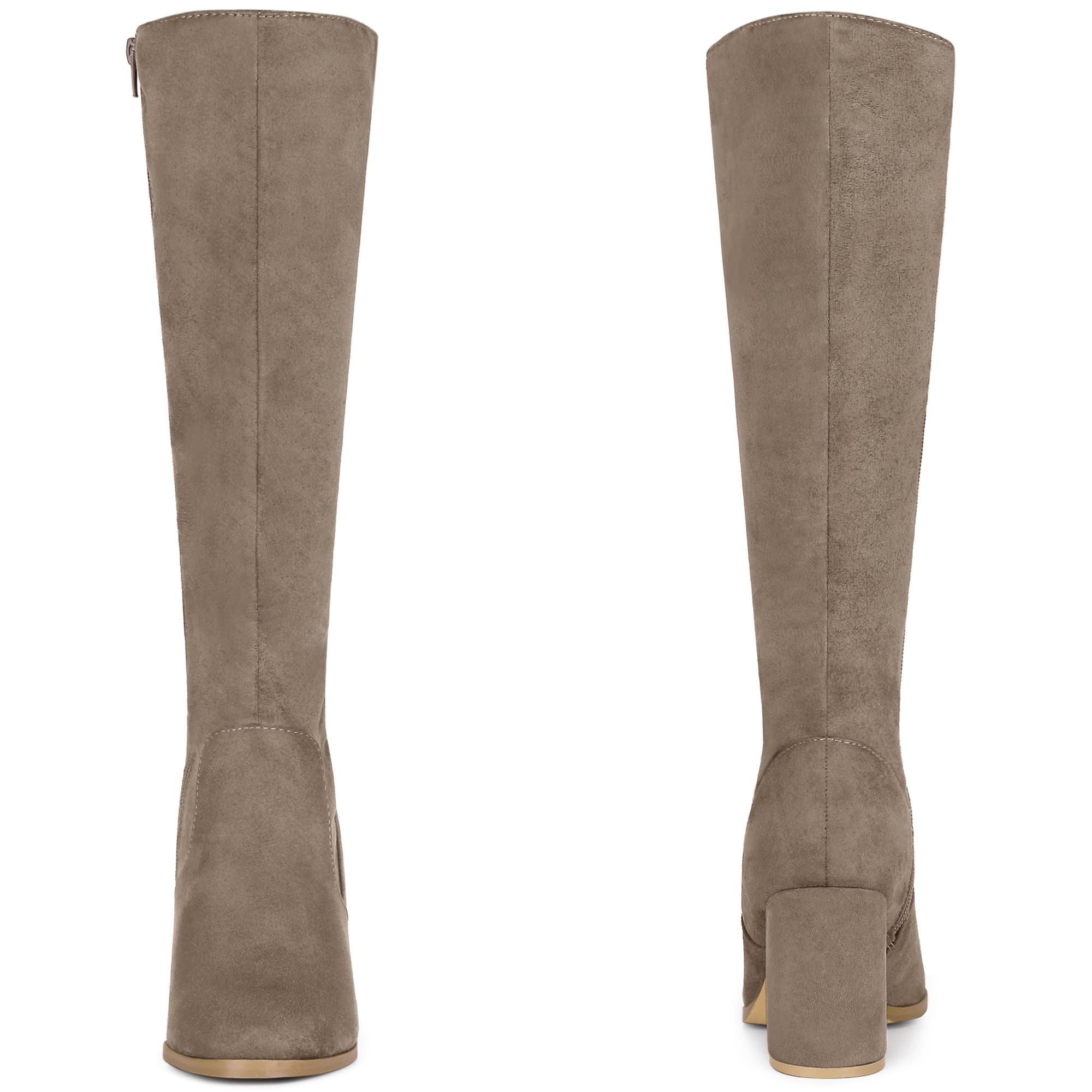Perphy Women's Round Toe Chunky Heel Knee High Boots - Stylish Winter & Fall Fashion Boots for Casual Outfits, Office Wear and Date Nights