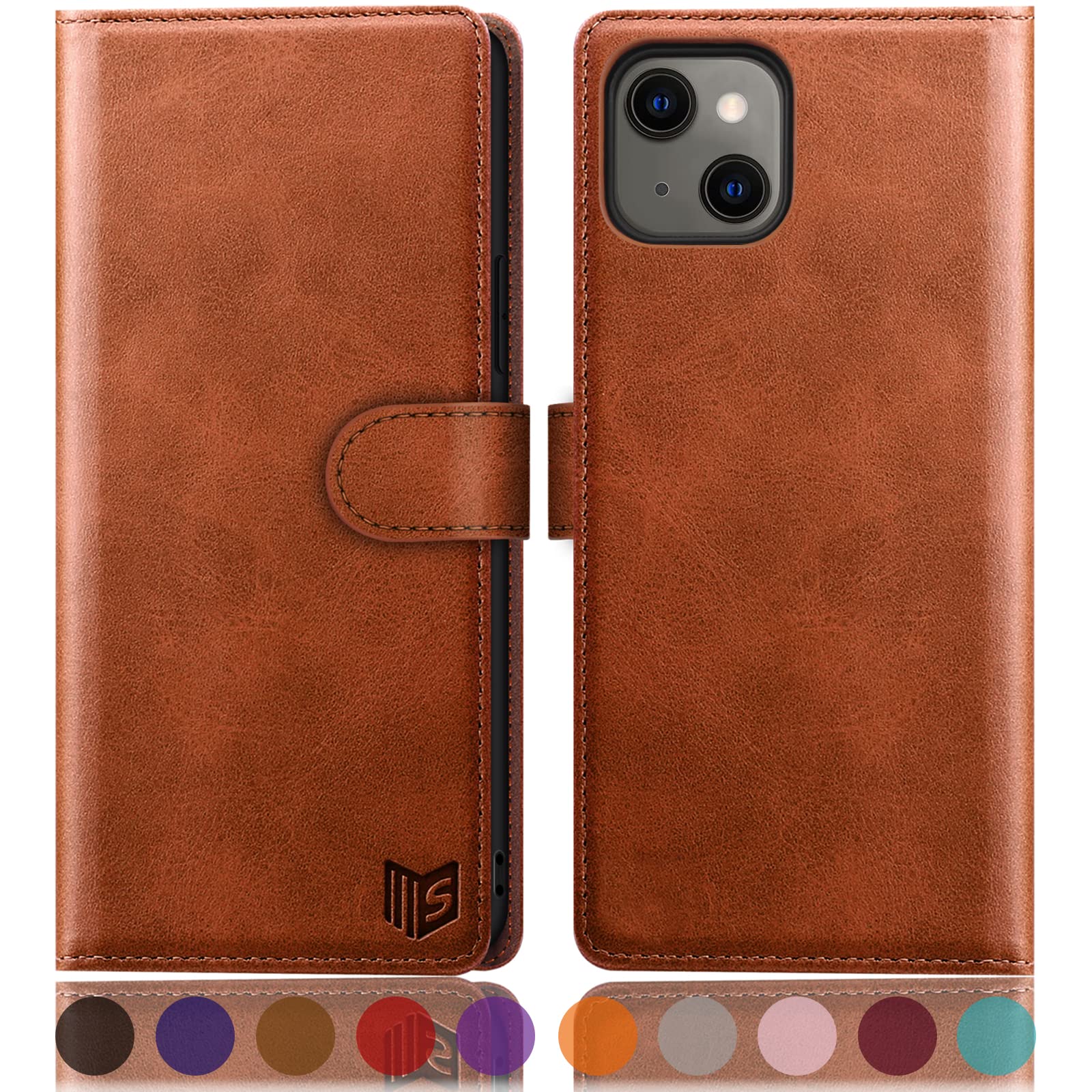 iPhone 13 Wallet Case with RFID Blocking - PU Leather Flip Cover for Credit Cards | Shockproof Protection for Daily Use