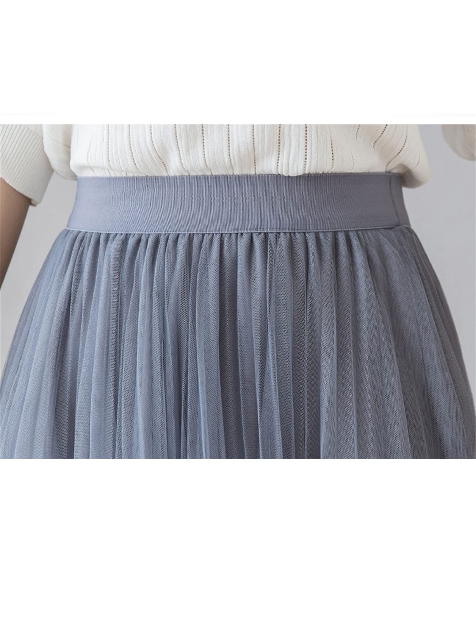 Korean High Waist Tulle Skirt for Women - Solid Color Midi Mesh Pleated Skirt | Spring Summer Fashion | Perfect for Weddings, Parties & Casual Outfits