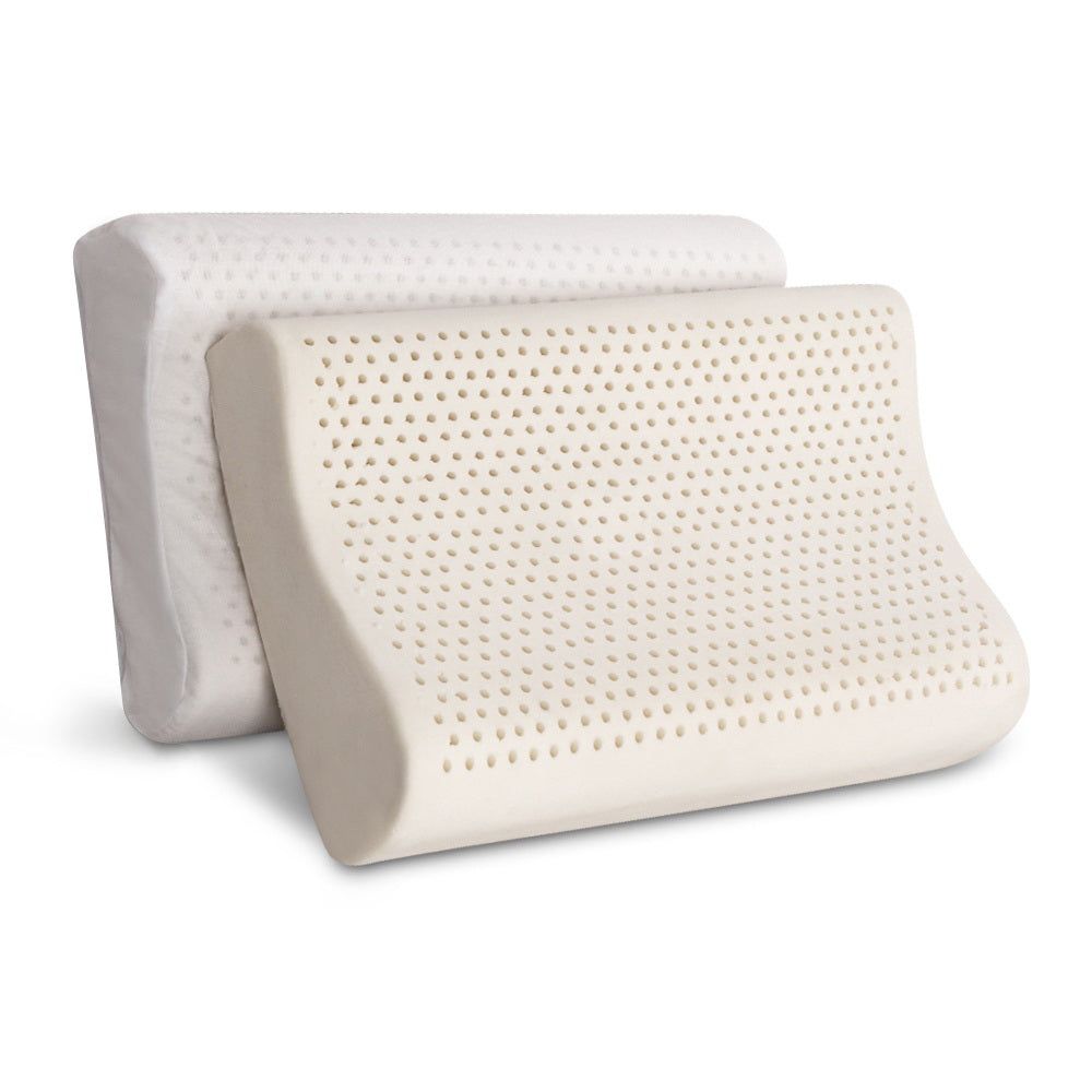 Giselle Bedding Natural Latex Pillow 2 Zone Twin Pack - Hypoallergenic & Breathable for Side & Back Sleepers - Perfect for Home, Travel & Hotel Use