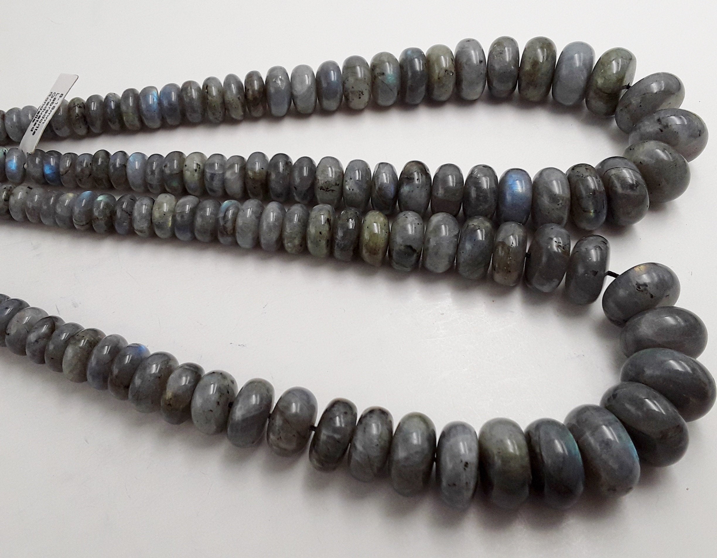 Labradorite Graduated Smooth Rondelle Beads 8-18mm 15.5 Inch Strand - Natural Gemstone Beads for Jewelry Making, DIY Bracelets & Necklaces