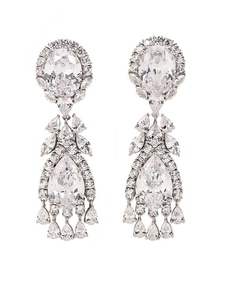 Stephanie Browne Liz Statement Crystal Bridal Earrings – Elegant Wedding Jewelry for Brides, Bridesmaids & Special Occasions