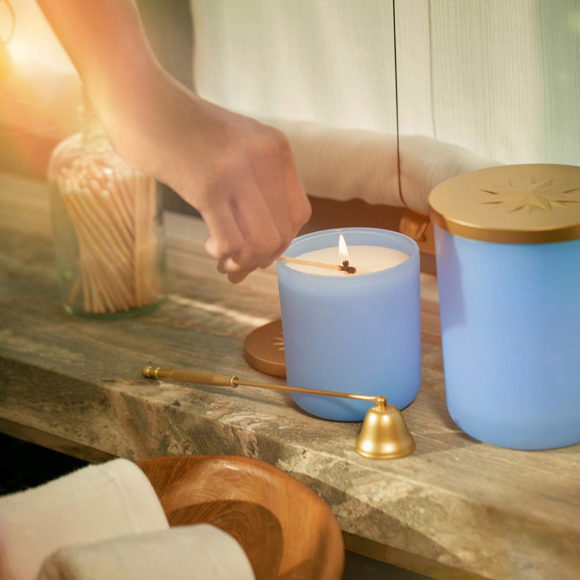 Premium Cerulean Blue 6-Inch Candle Snuffer - Extinguish Candles Safely & Elegantly for Home Decor, Weddings & Relaxation