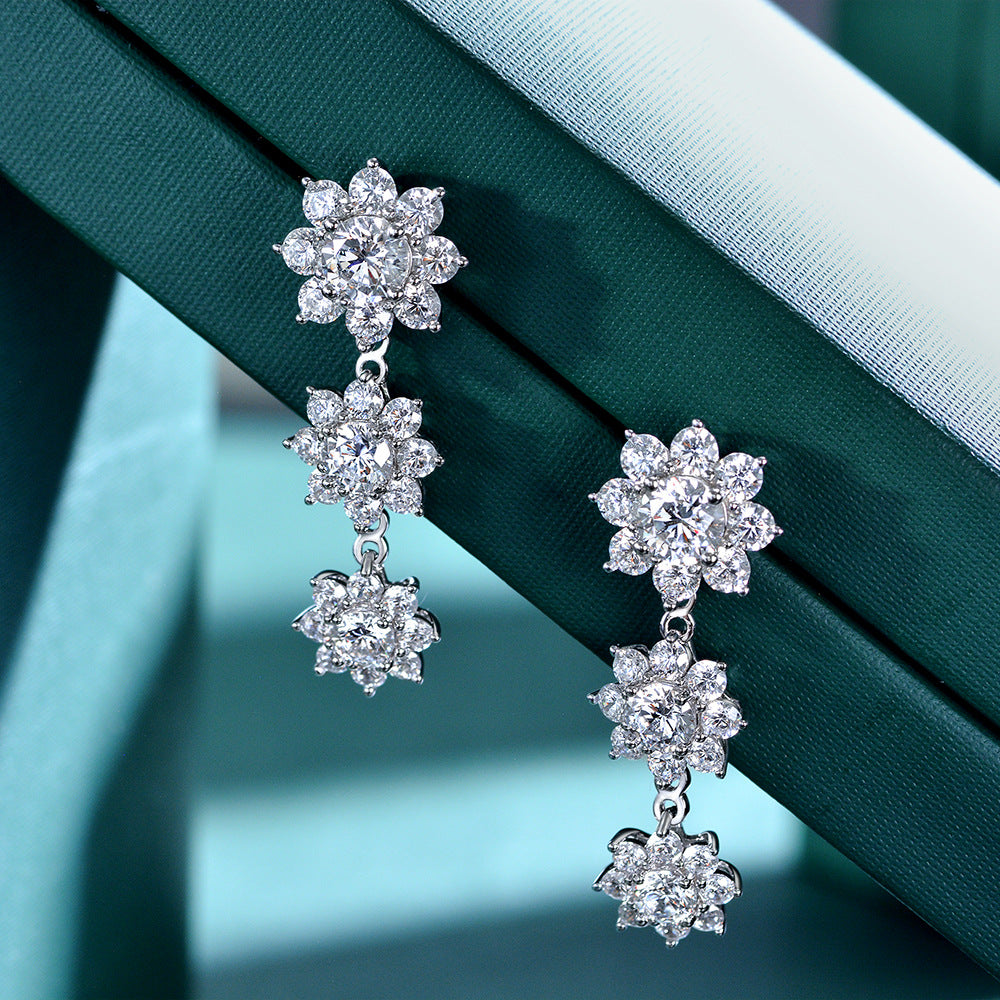 Exquisite Sapphire Floral Diamond Earrings for Women – Elegant Blue Gemstone Stud Earrings for Wedding, Party & Special Occasions