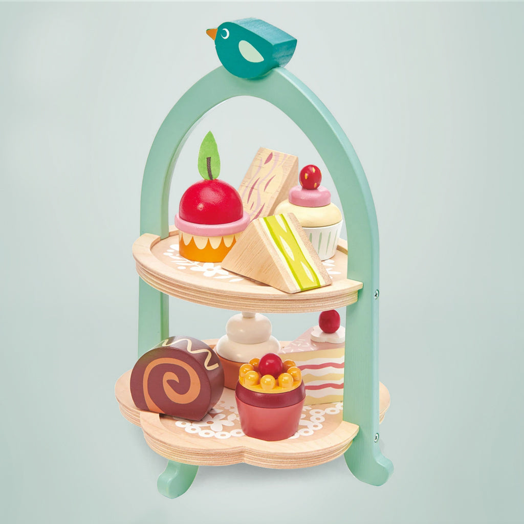 Elegant Birdie Afternoon Tea Stand - 3-Tier Serving Tray for English Tea Party, Bridal Shower & Garden Gathering - Perfect for Scones, Finger Sandwiches & Desserts Display