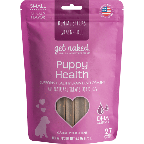 Naked Puppy Health Small Dental Chew Sticks for Dogs - Natural Teeth Cleaning Treats for Puppies & Small Breeds - Perfect for Daily Oral Care and Fresh Breath